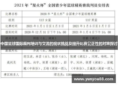 中国篮球国际裁判培训与交流的现状挑战及提升比赛公正性的对策探讨